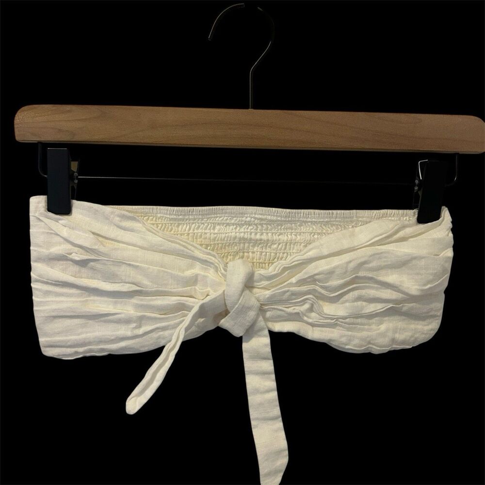 White Bralette Crop Bandeau Top Womens XS Romantic Coquette Festival Beach Boho